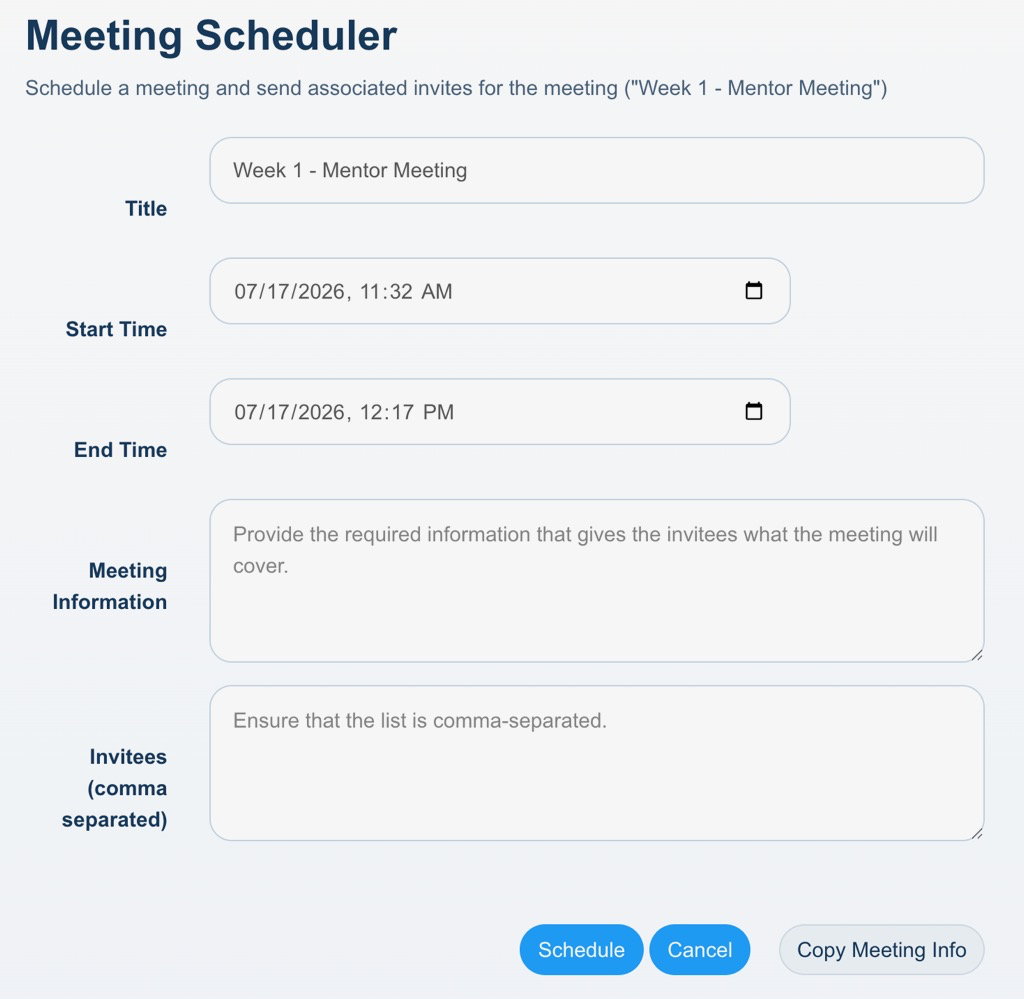Meeting Scheduler form