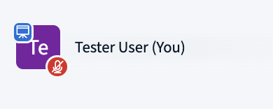 Blue Presenter icon above a user profile picture