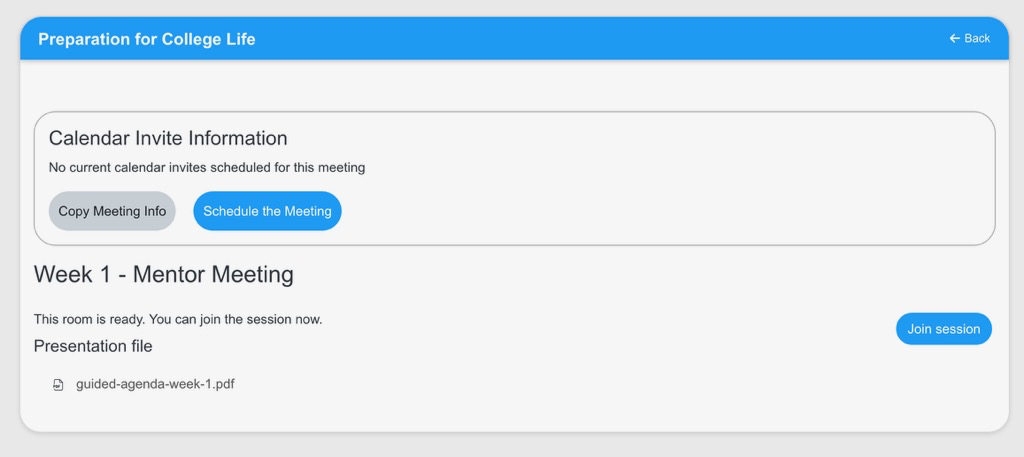 Assemble activity page with sharing and scheduling controls